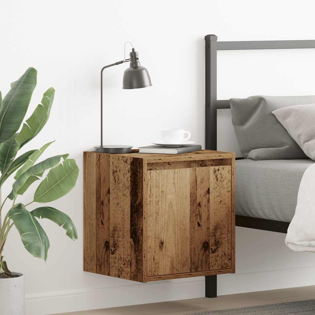 Veggmonterte nattbord 2 stk gammelt tre 38x34x40 cm