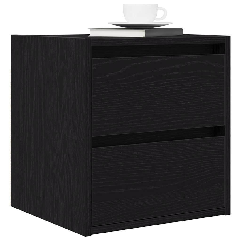 Veggmontert nattbord 2 stk svart eik 38x34x40 cm