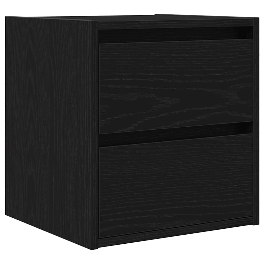 Veggmontert nattbord 2 stk svart eik 38x34x40 cm