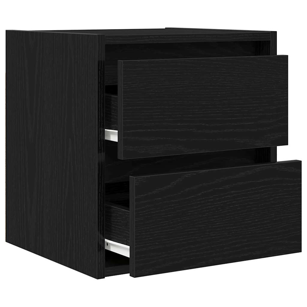Veggmontert nattbord 2 stk svart eik 38x34x40 cm