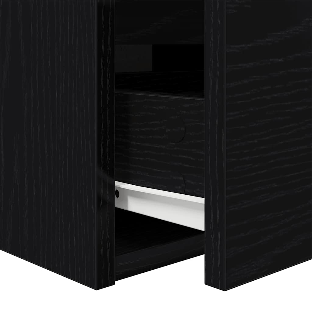 Veggmontert nattbord 2 stk svart eik 38x34x40 cm