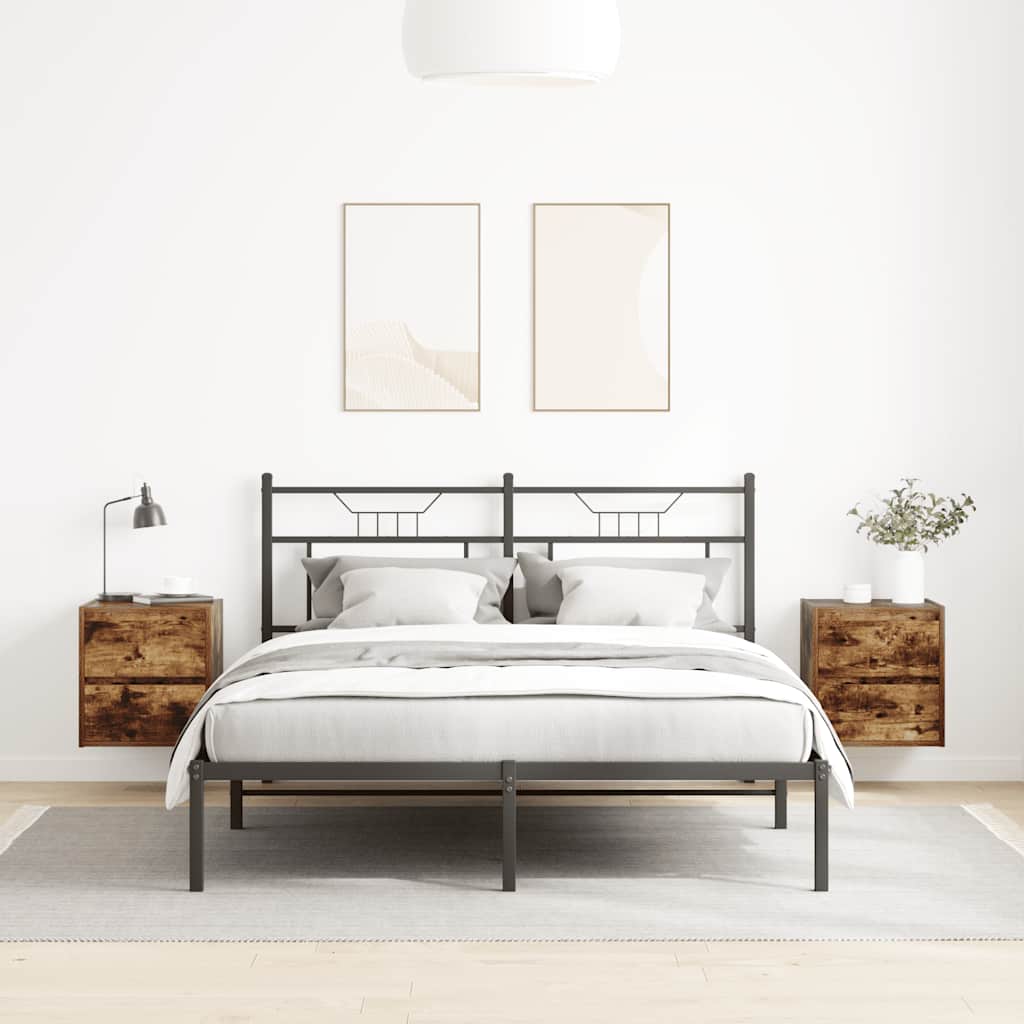 Veggmonterte nattbord 2 stk røkt eik 38x34x40 cm