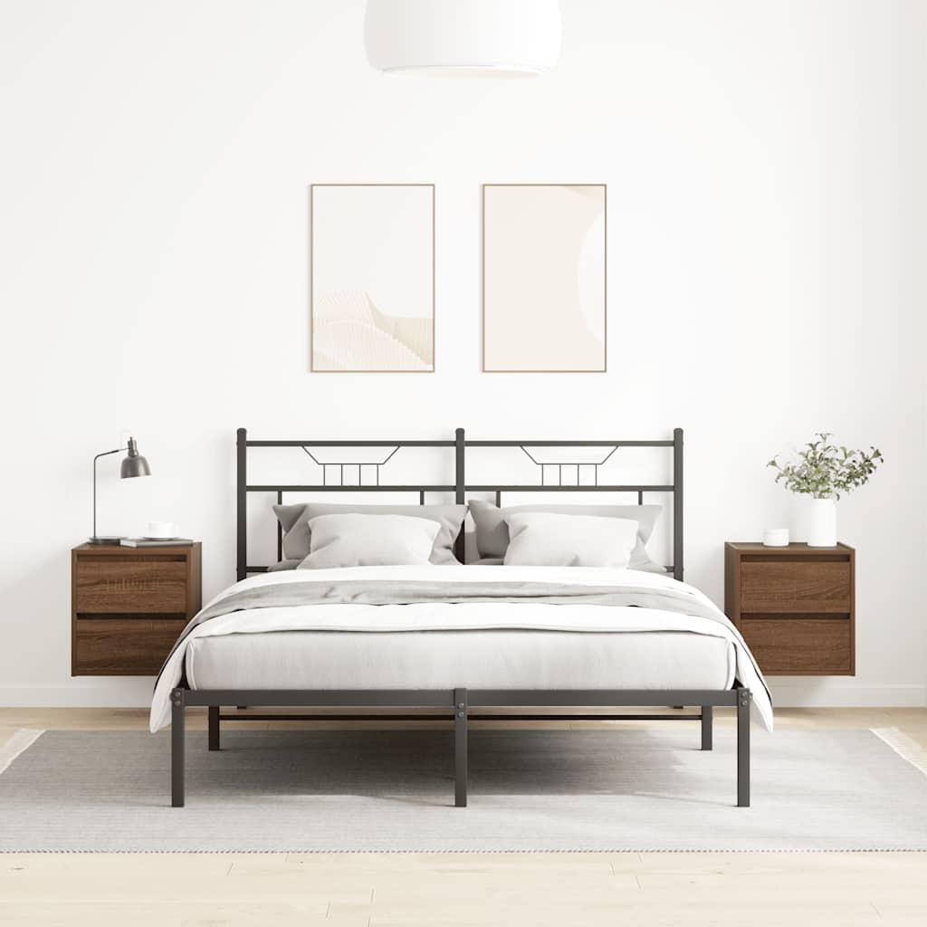 Veggmonterte nattbord 2 stk brun eik 38x34x40 cm