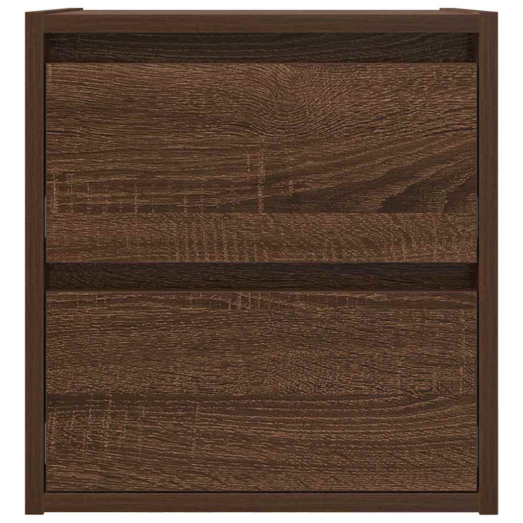 Veggmonterte nattbord 2 stk brun eik 38x34x40 cm