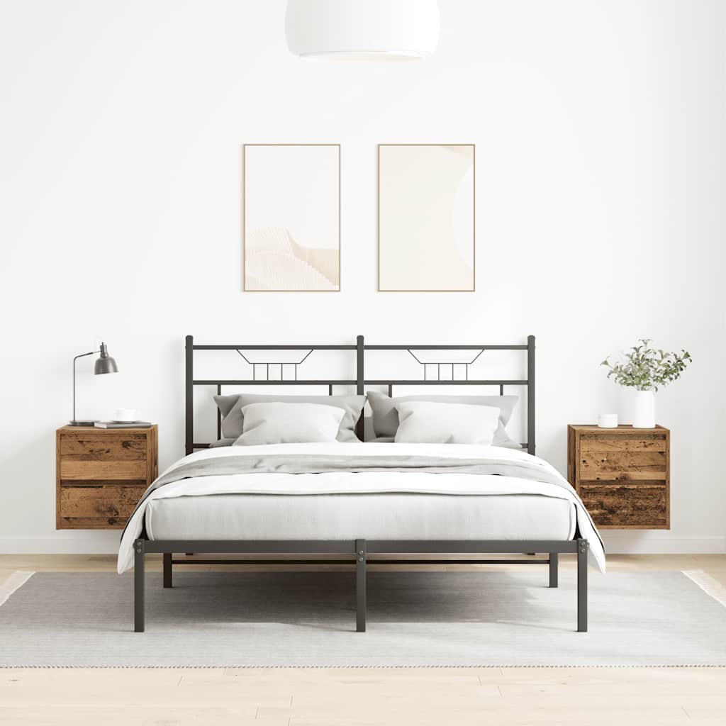 Veggmonterte nattbord 2 stk gammelt tre 38x34x40 cm