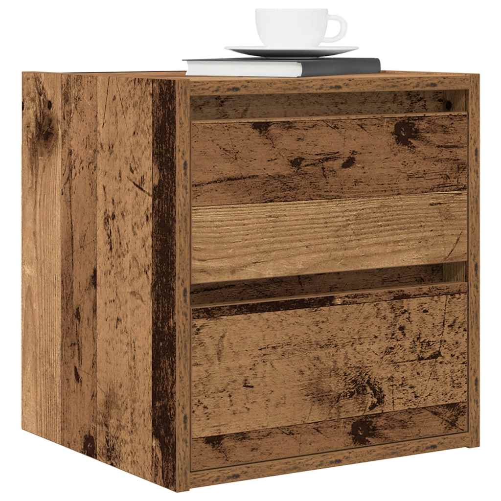 Veggmonterte nattbord 2 stk gammelt tre 38x34x40 cm
