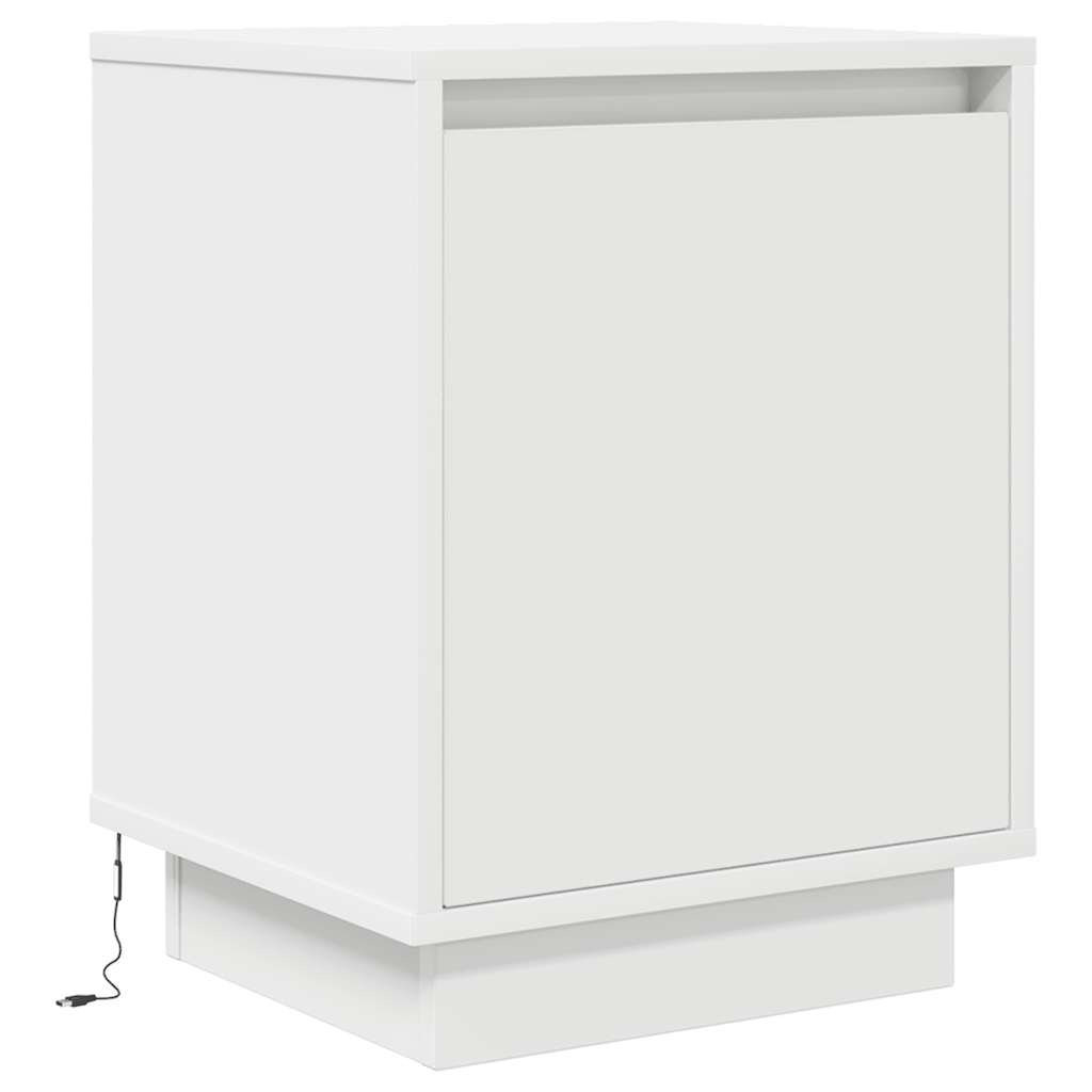 Nattskap med LED-lys Hvit 38x34x50 cm