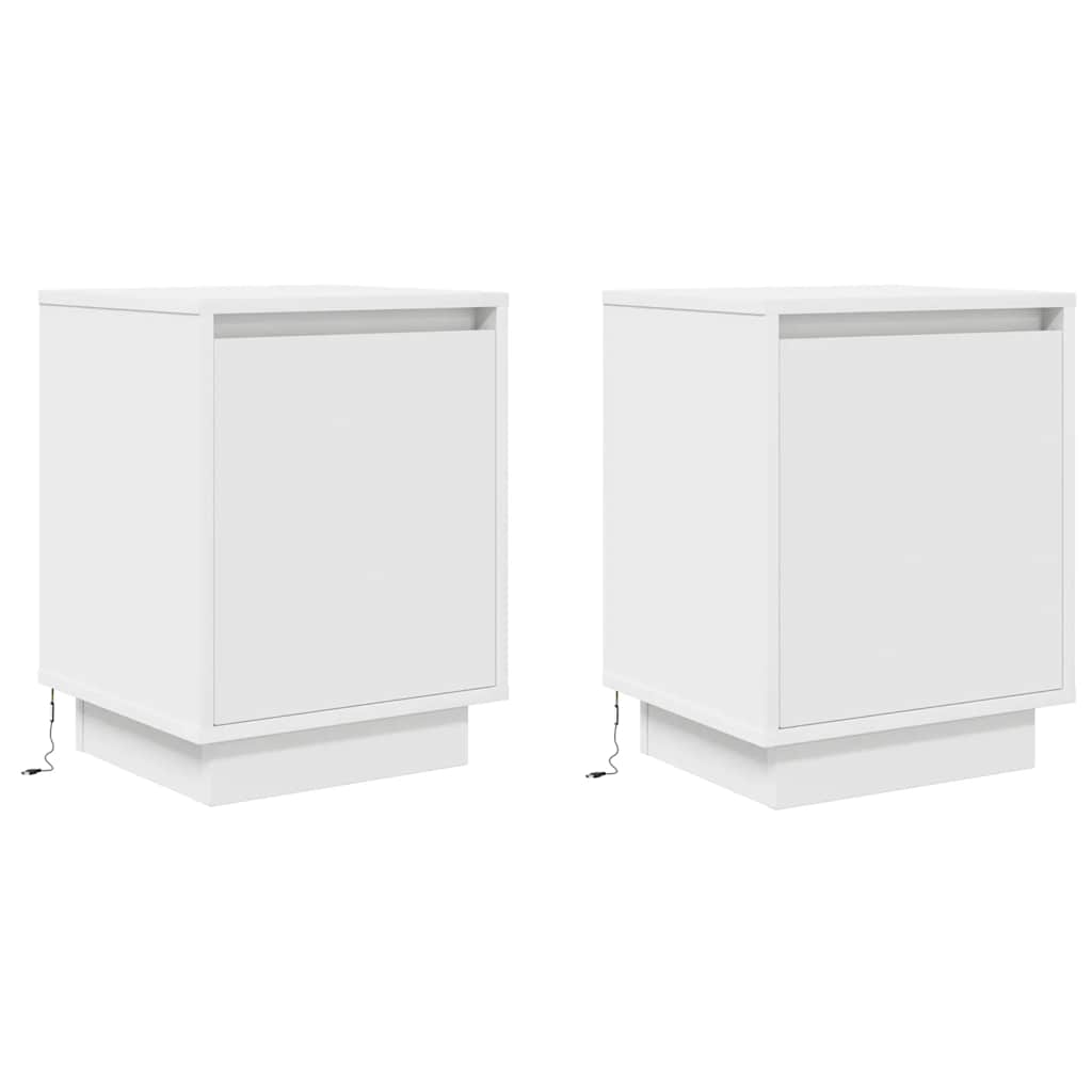 Nattskap med LED-lys 2 stk hvit 38x34x50 cm