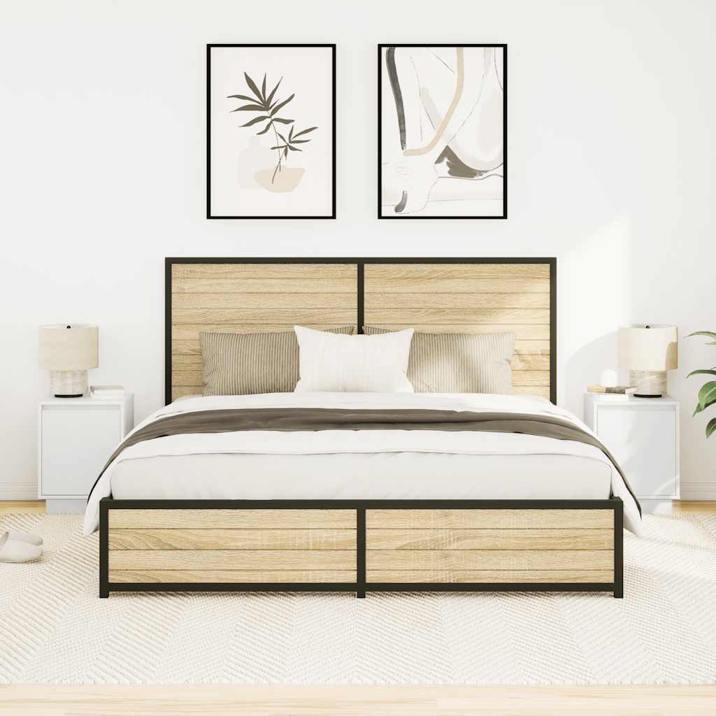 Nattskap med LED-lys 2 stk hvit 38x34x50 cm
