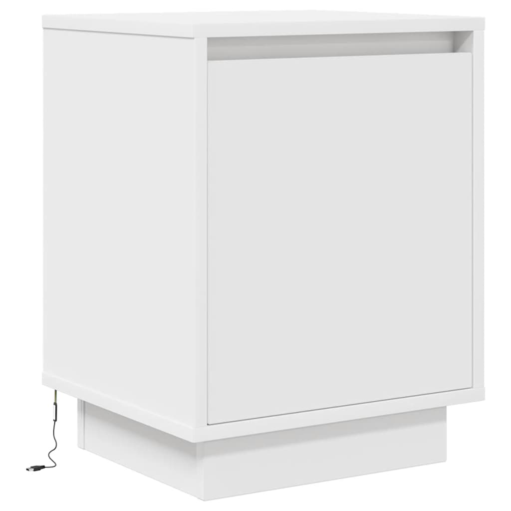 Nattskap med LED-lys 2 stk hvit 38x34x50 cm
