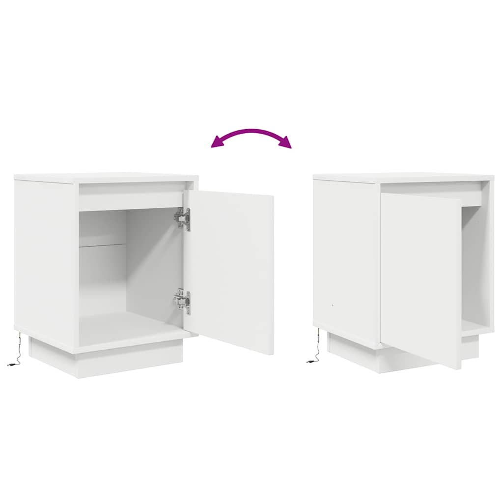 Nattskap med LED-lys 2 stk hvit 38x34x50 cm