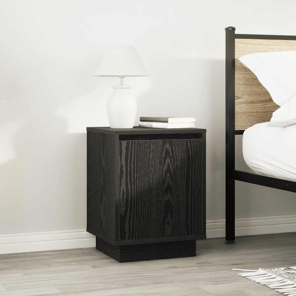 Nattskap med LED-lys Sort 38x34x50 cm