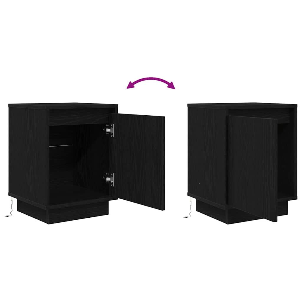 Nattskap med LED-lys Sort 38x34x50 cm