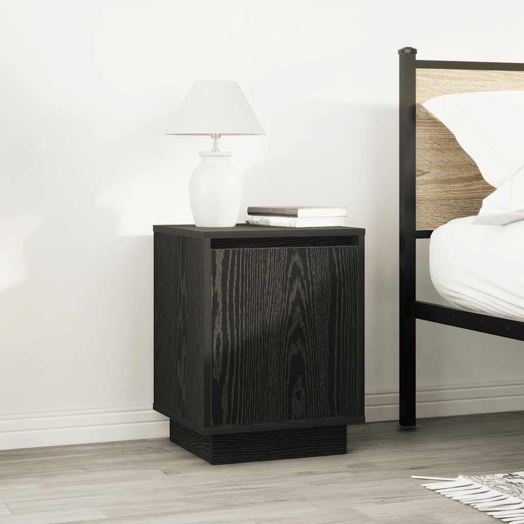 Nattskap med LED-lys 2 stk svart 38x34x50 cm
