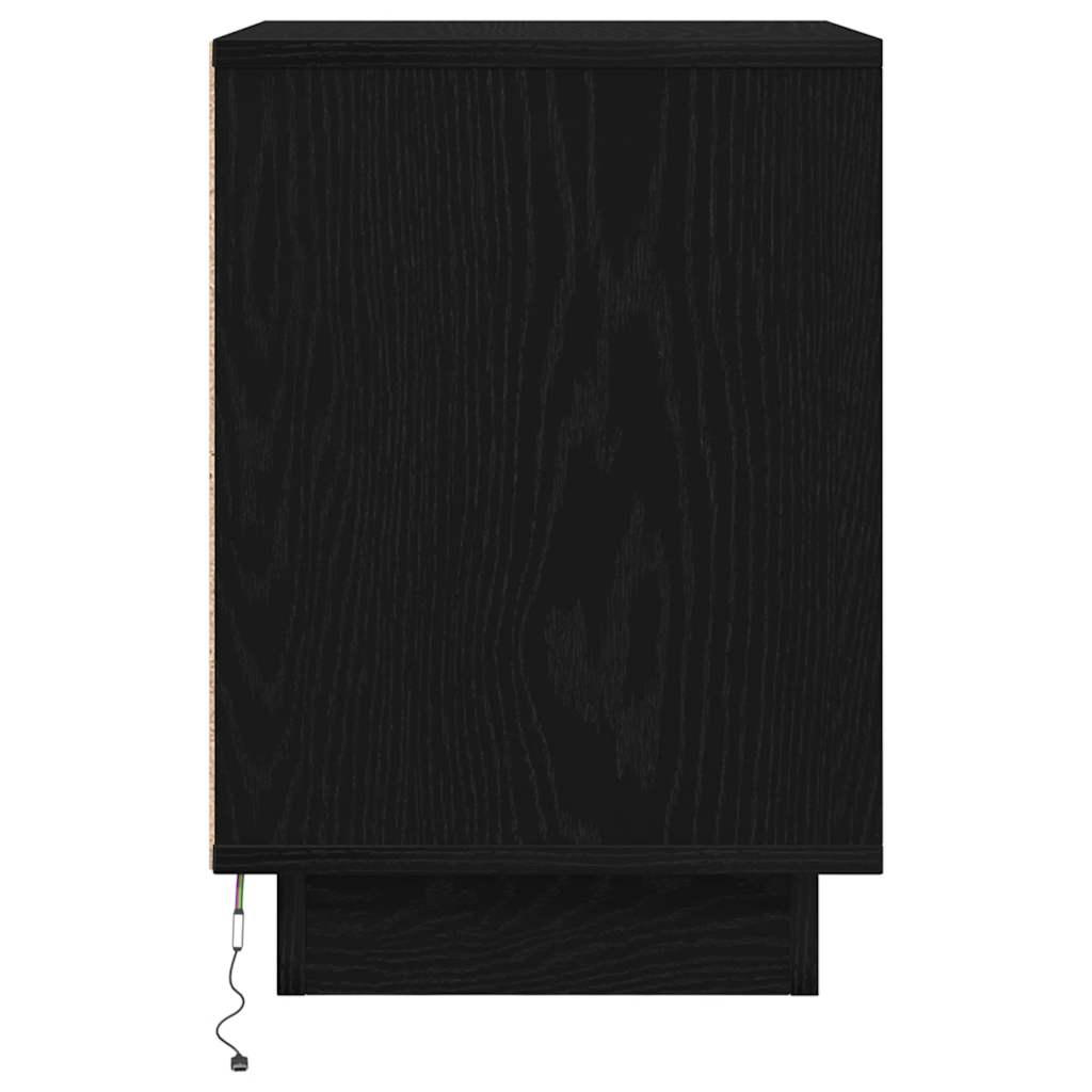 Nattskap med LED-lys 2 stk svart 38x34x50 cm