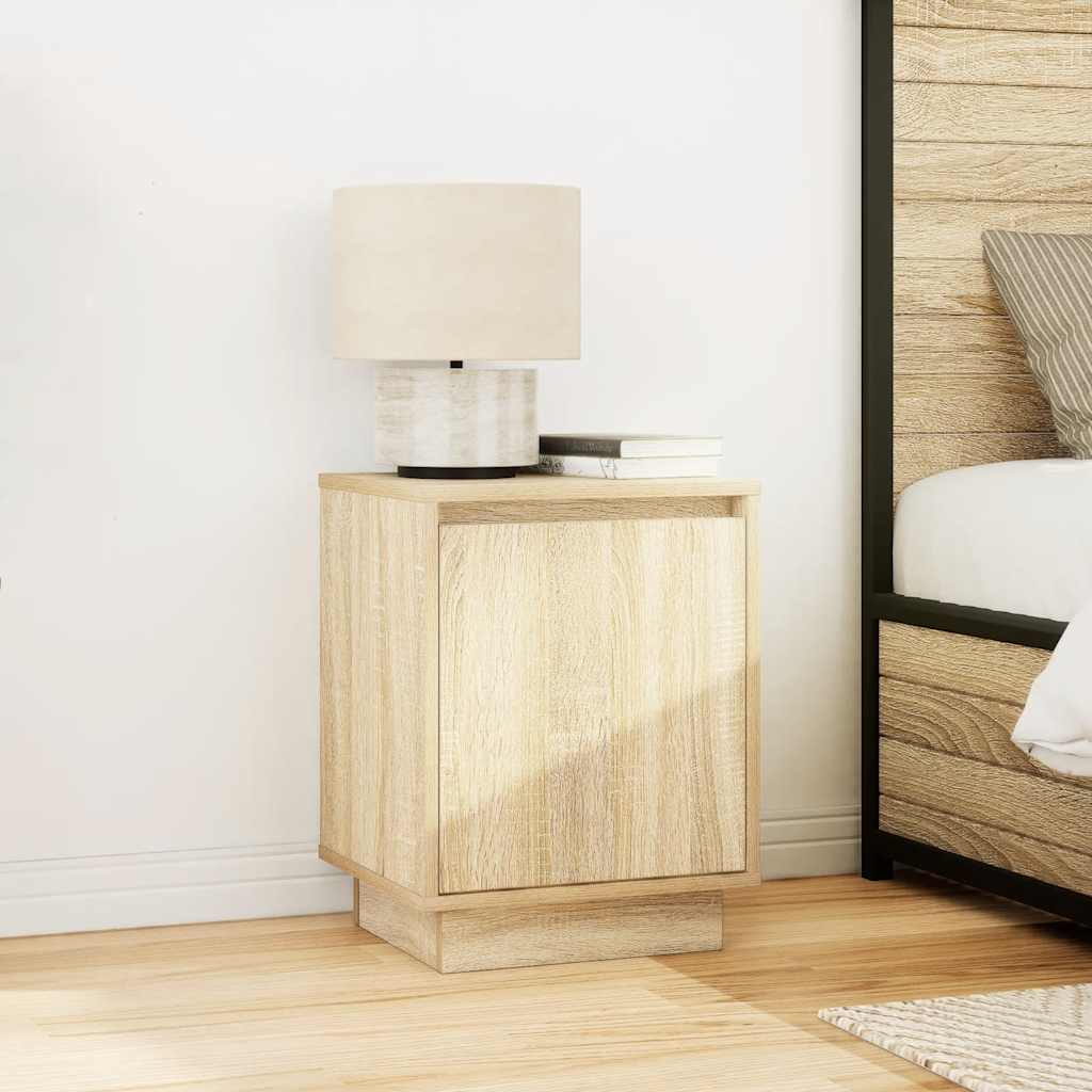 Nattskap med LED-lys 2 stk sonoma eik 38x34x50 cm