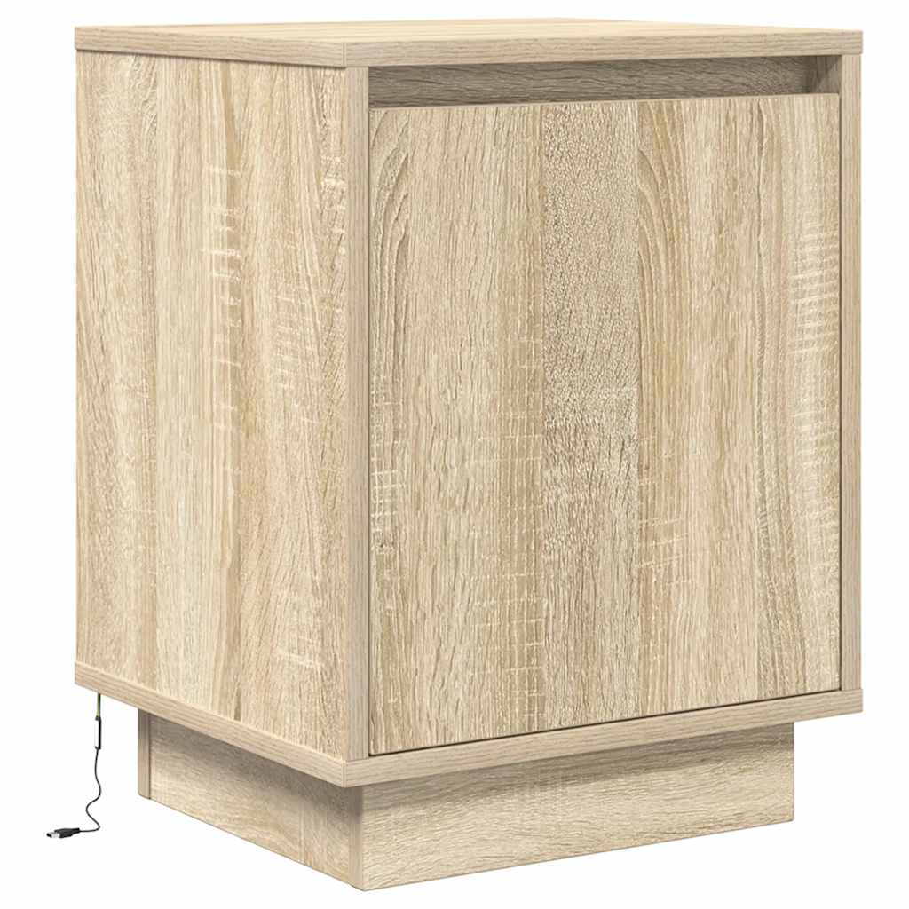 Nattskap med LED-lys 2 stk sonoma eik 38x34x50 cm