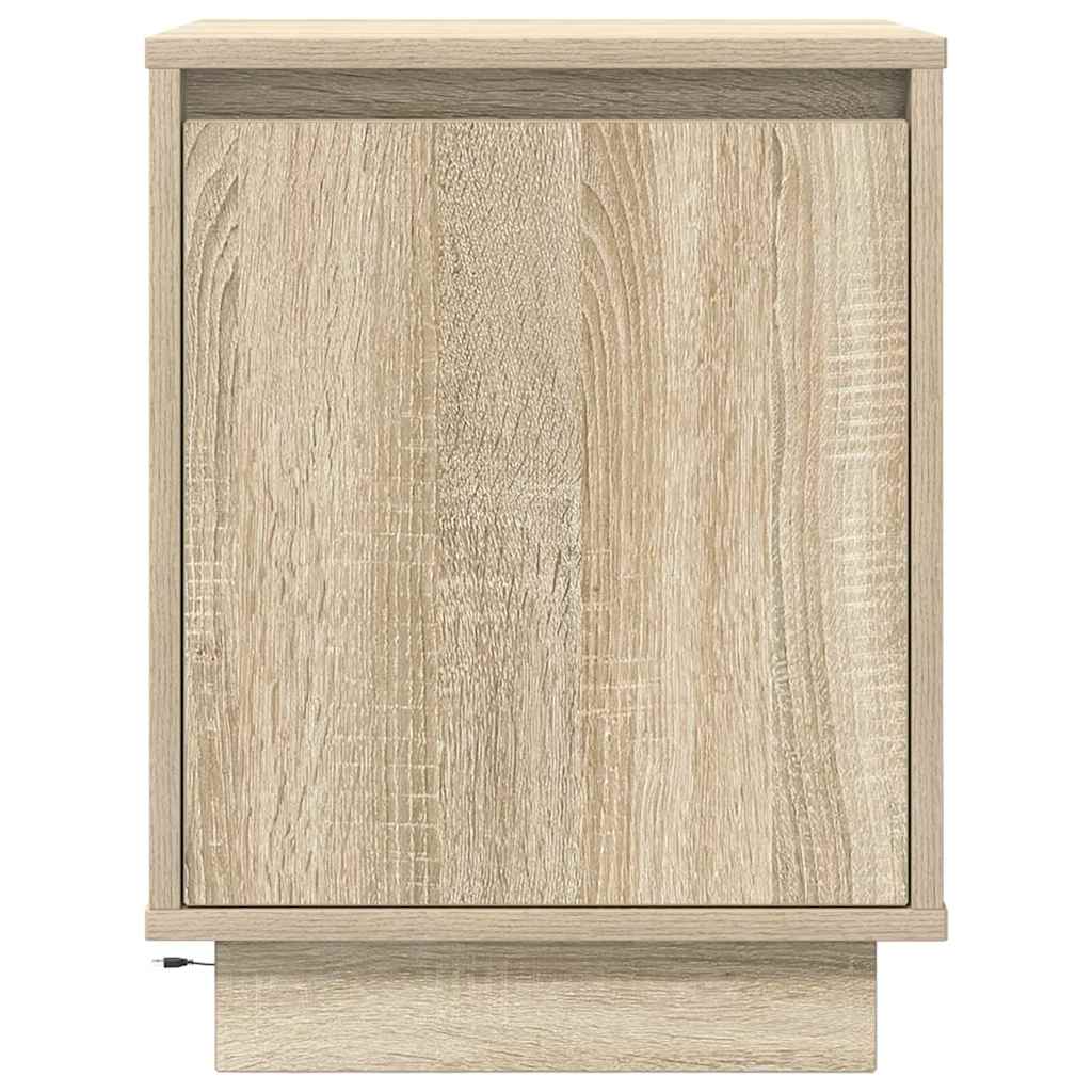 Nattskap med LED-lys 2 stk sonoma eik 38x34x50 cm
