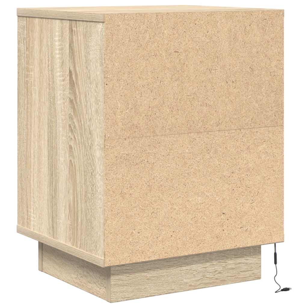 Nattskap med LED-lys 2 stk sonoma eik 38x34x50 cm