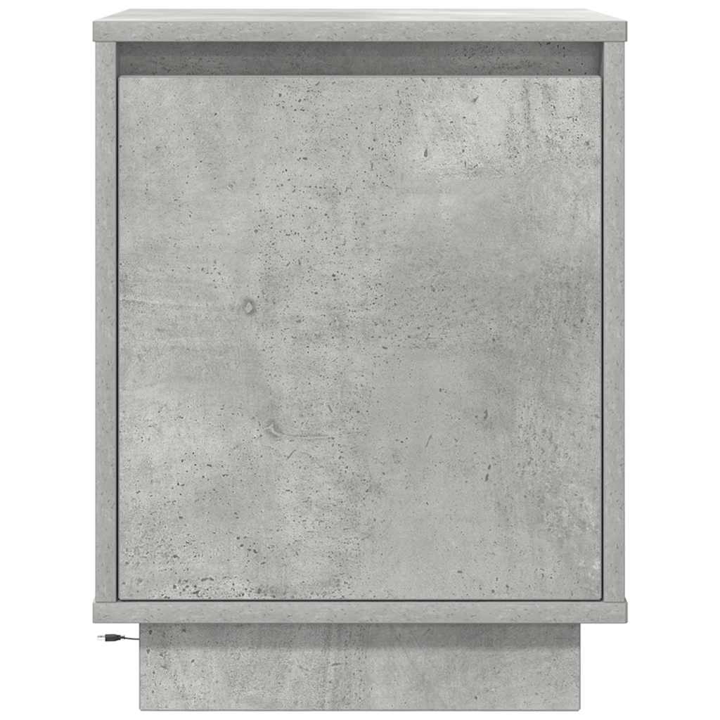 Nattbord med LED 2 stk betonggrå 38x34x50 cm