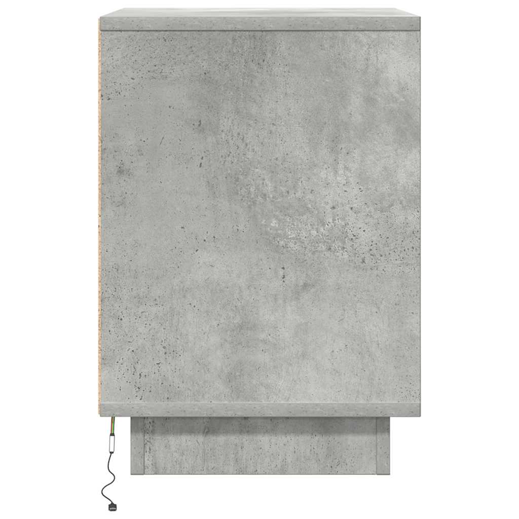 Nattbord med LED 2 stk betonggrå 38x34x50 cm