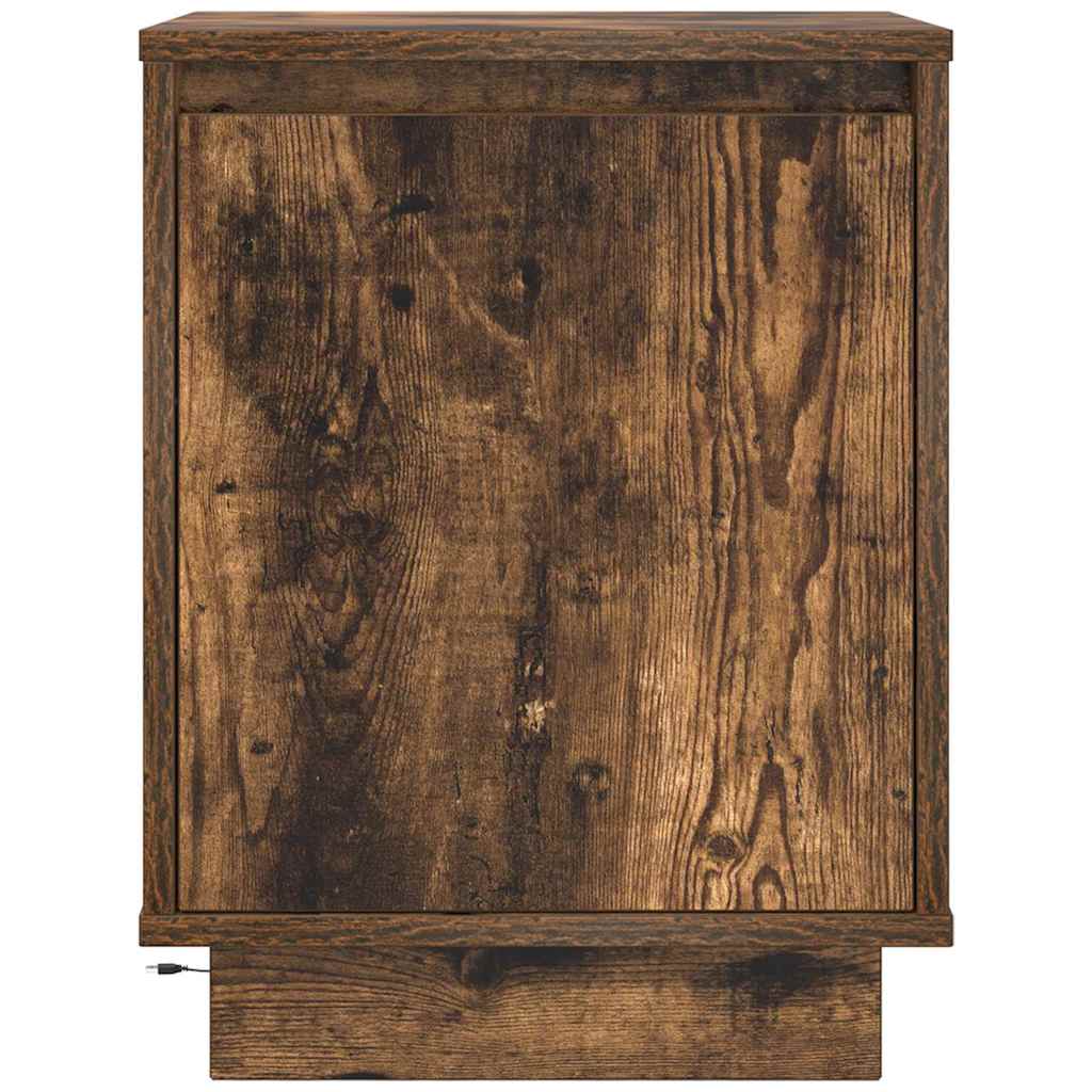 Nattskap med LED-lys 2 stk røkt eik 38x34x50 cm