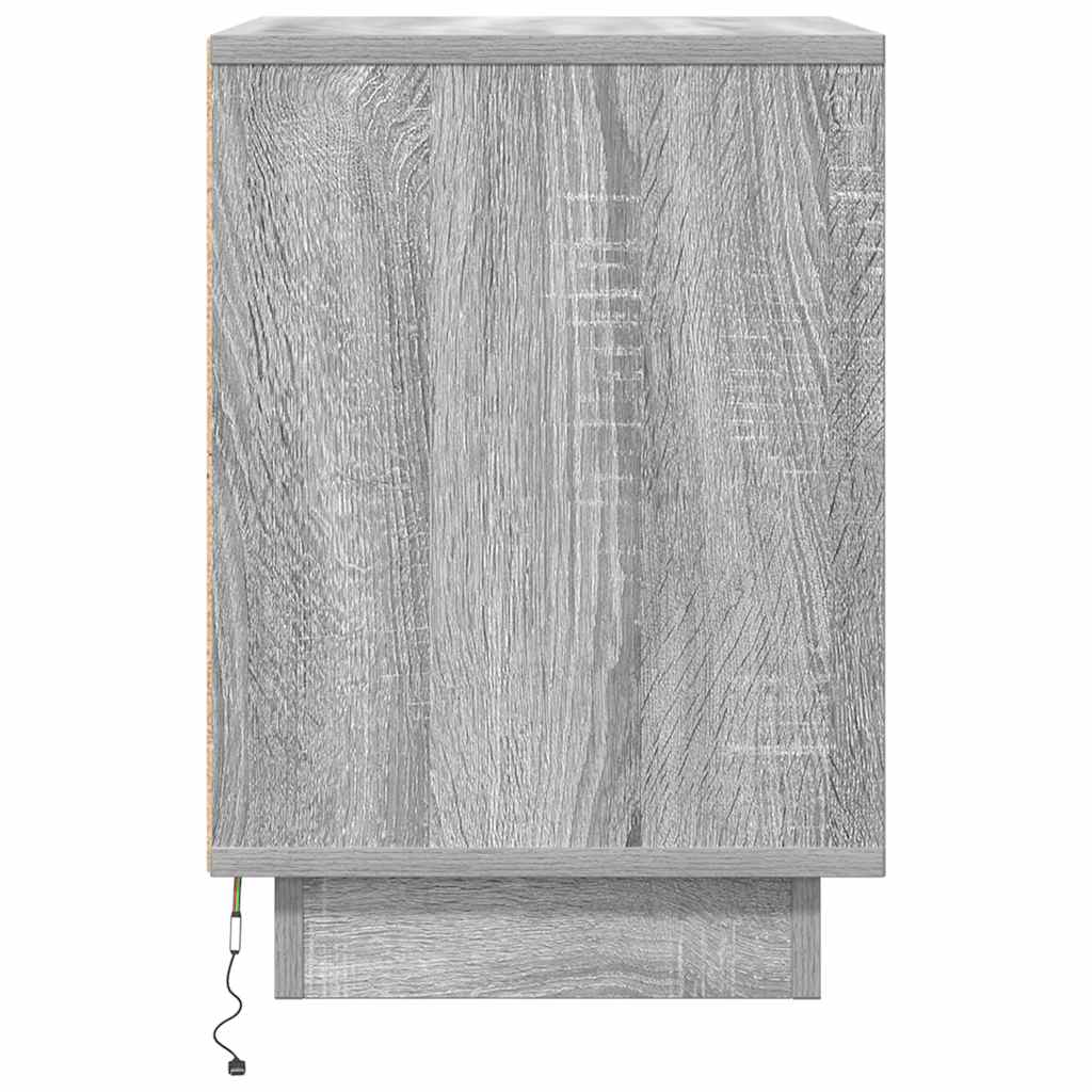 Nattskap med LED-lys 2 stk grå sonoma 38x34x50 cm