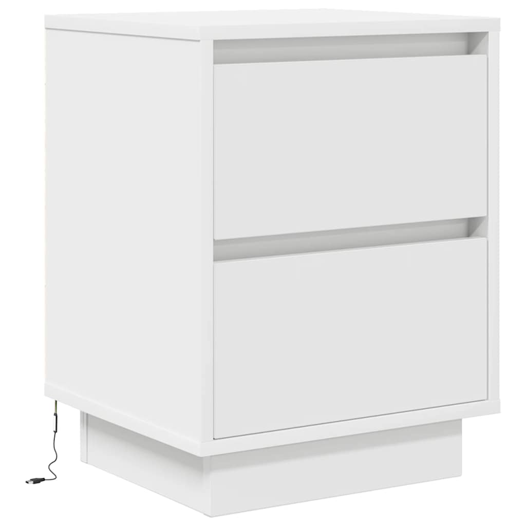 Nattskap med LED-lys Hvit 38x34x50 cm