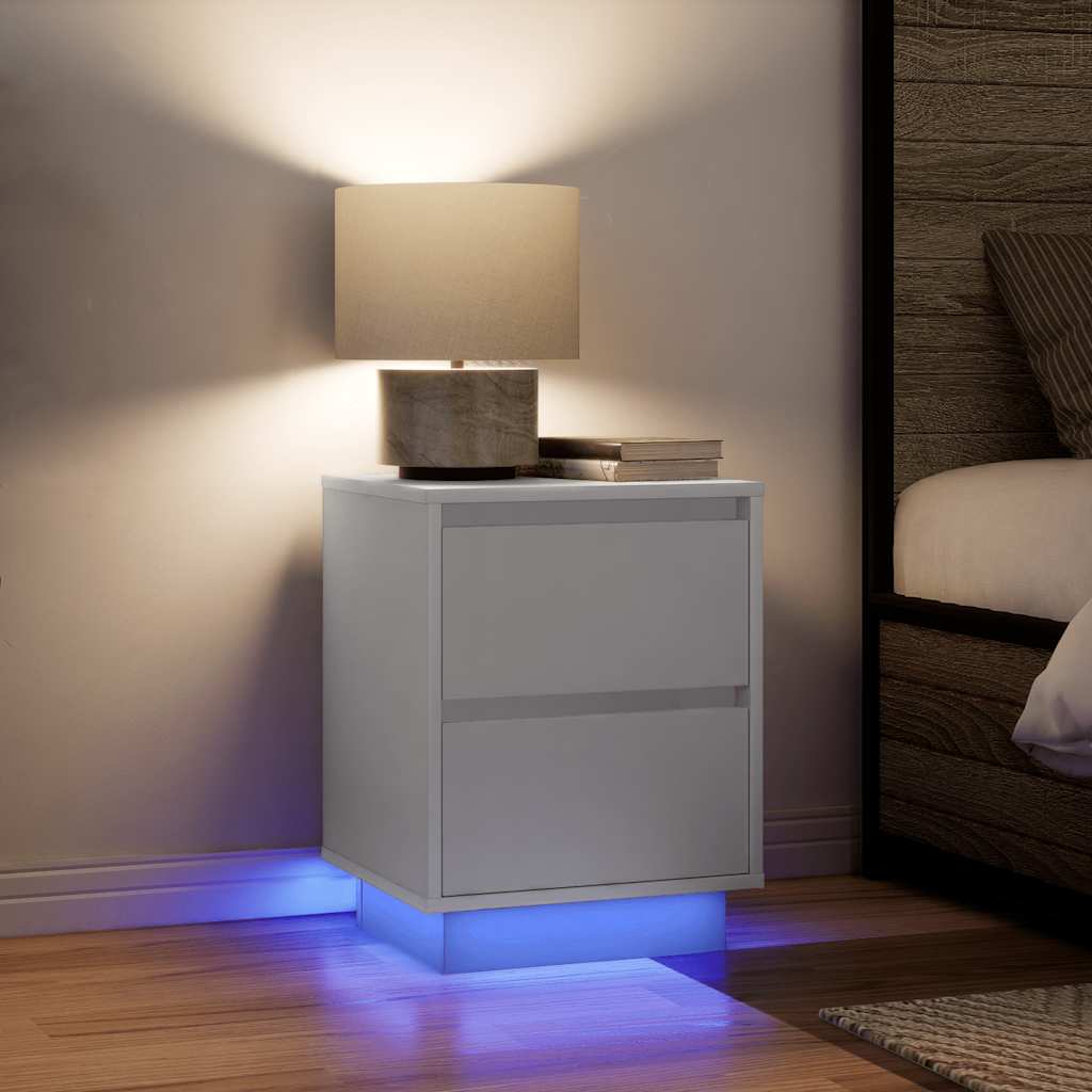 Nattskap med LED-lys Hvit 38x34x50 cm