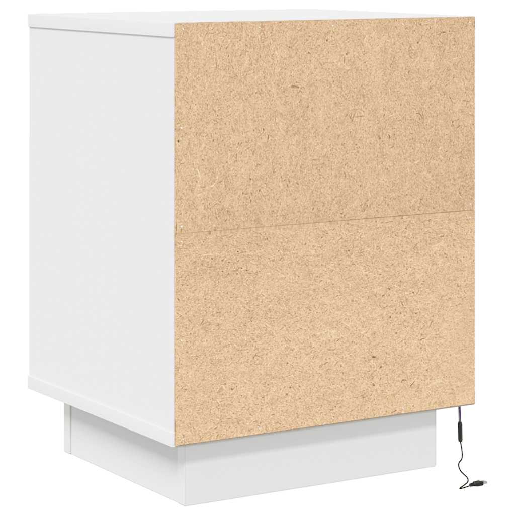 Nattskap med LED-lys Hvit 38x34x50 cm