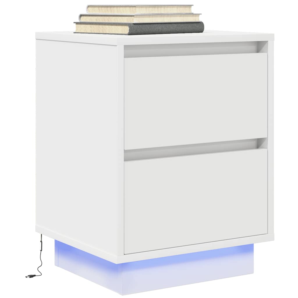 Nattskap med LED-lys Hvit 38x34x50 cm