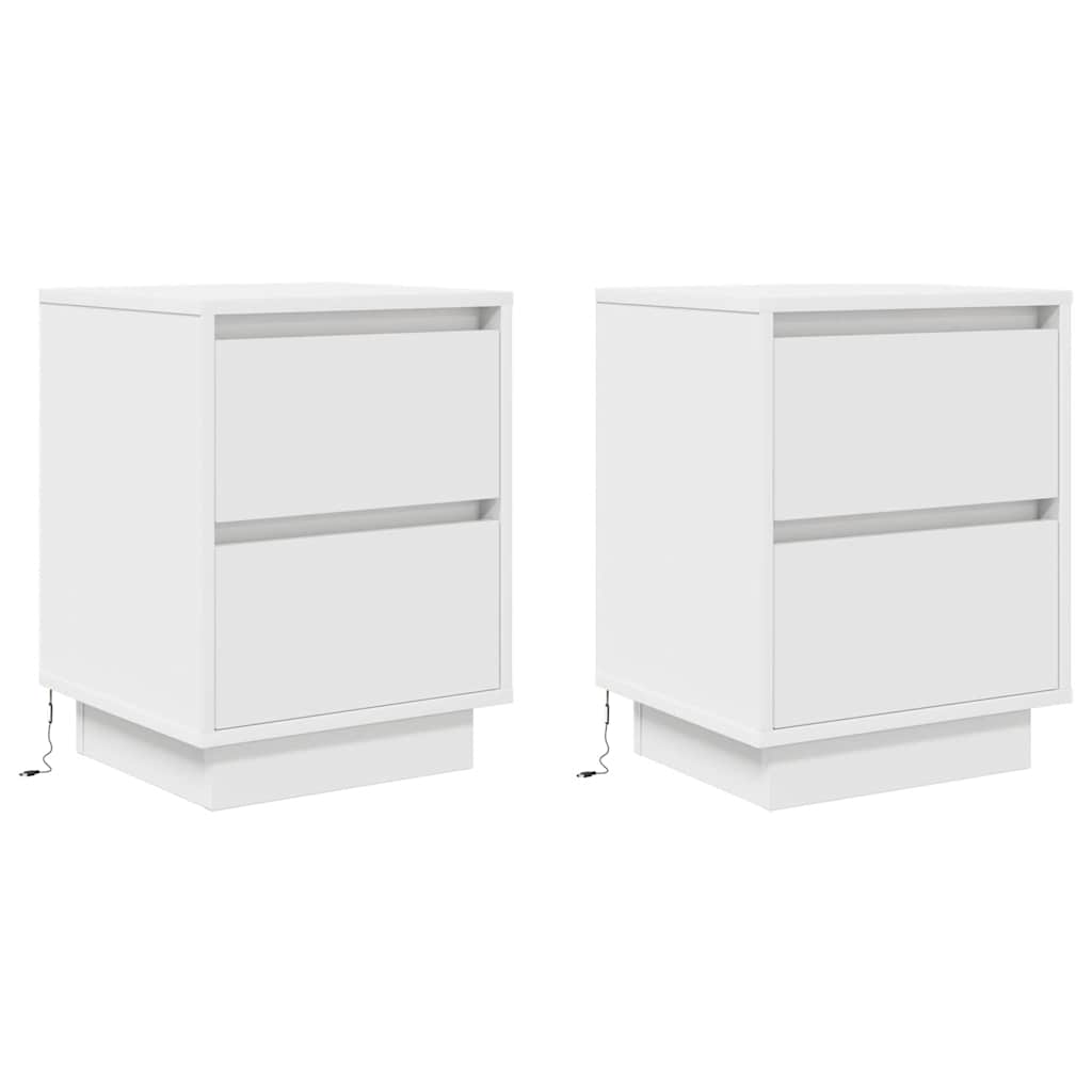 Nattskap med LED-lys 2 stk hvit 38x34x50 cm