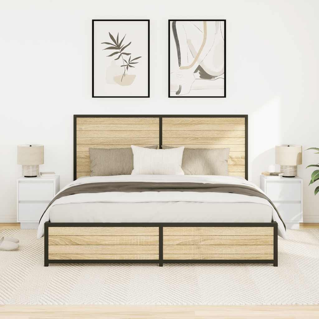 Nattskap med LED-lys 2 stk hvit 38x34x50 cm