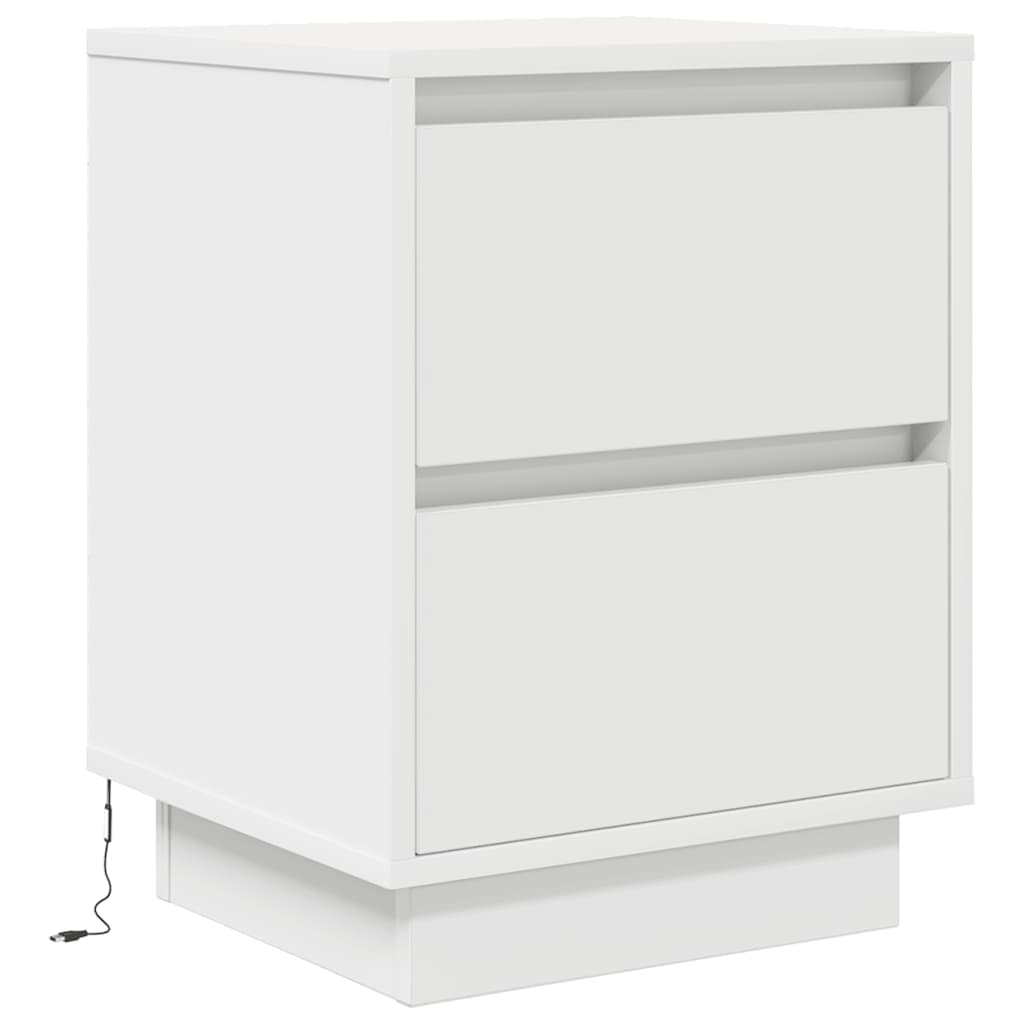 Nattskap med LED-lys 2 stk hvit 38x34x50 cm