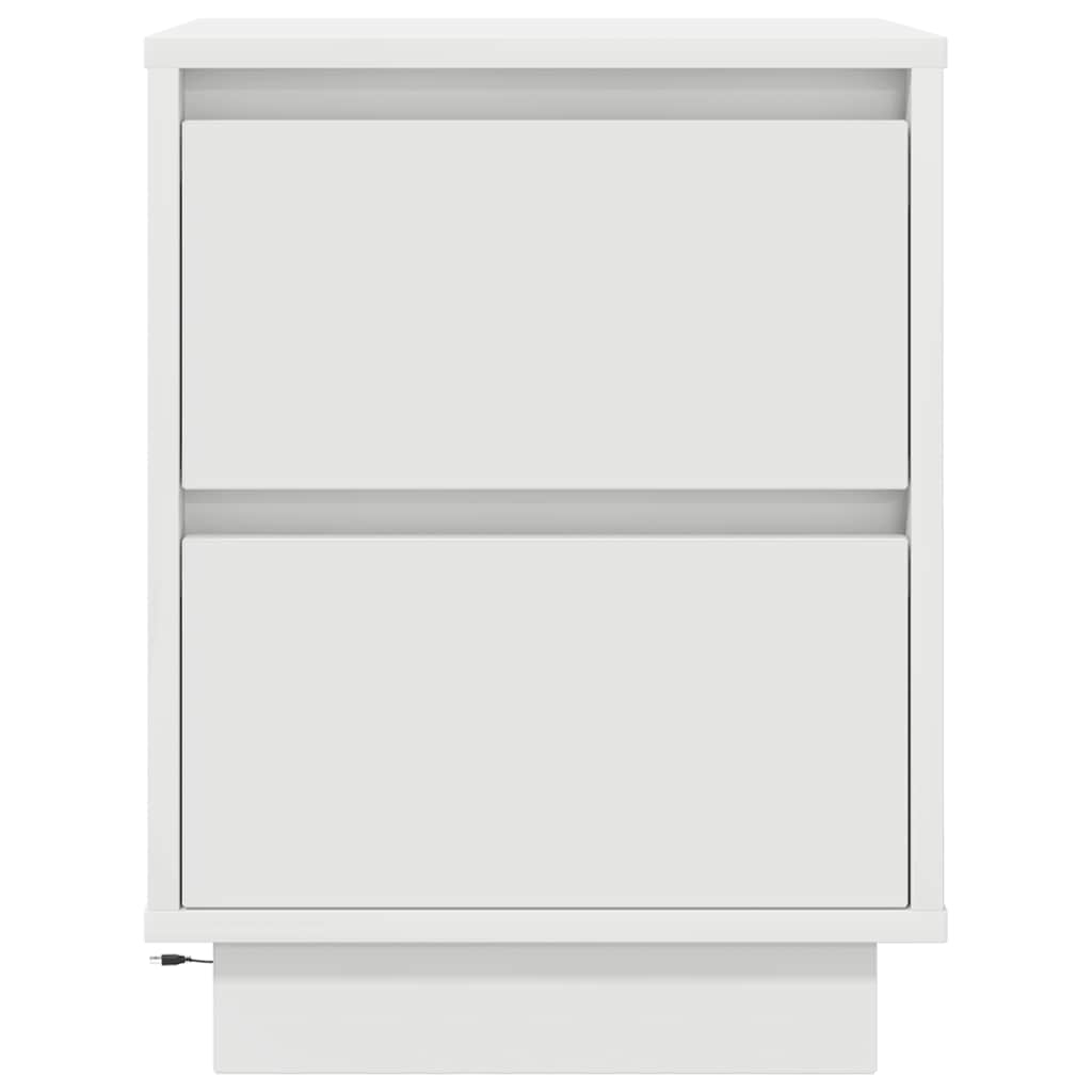 Nattskap med LED-lys 2 stk hvit 38x34x50 cm