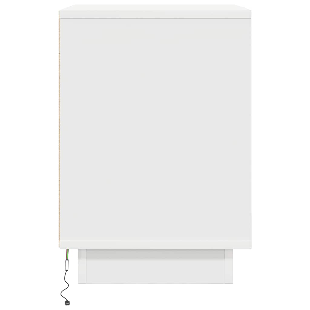 Nattskap med LED-lys 2 stk hvit 38x34x50 cm