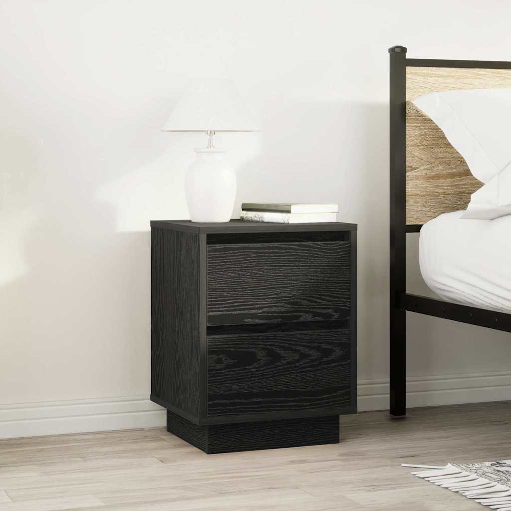 Nattskap med LED-lys Sort 38x34x50 cm