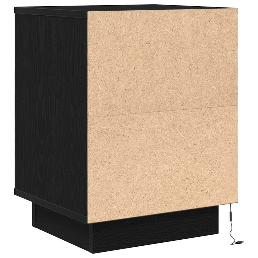 Nattskap med LED-lys 2 stk svart 38x34x50 cm