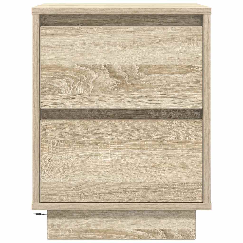 Nattbord med LED sonoma eik 38x34x50 cm