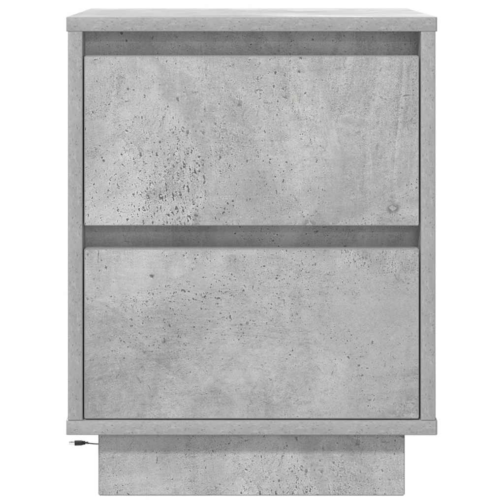 Nattbord med LED 2 stk betonggrå 38x34x50 cm