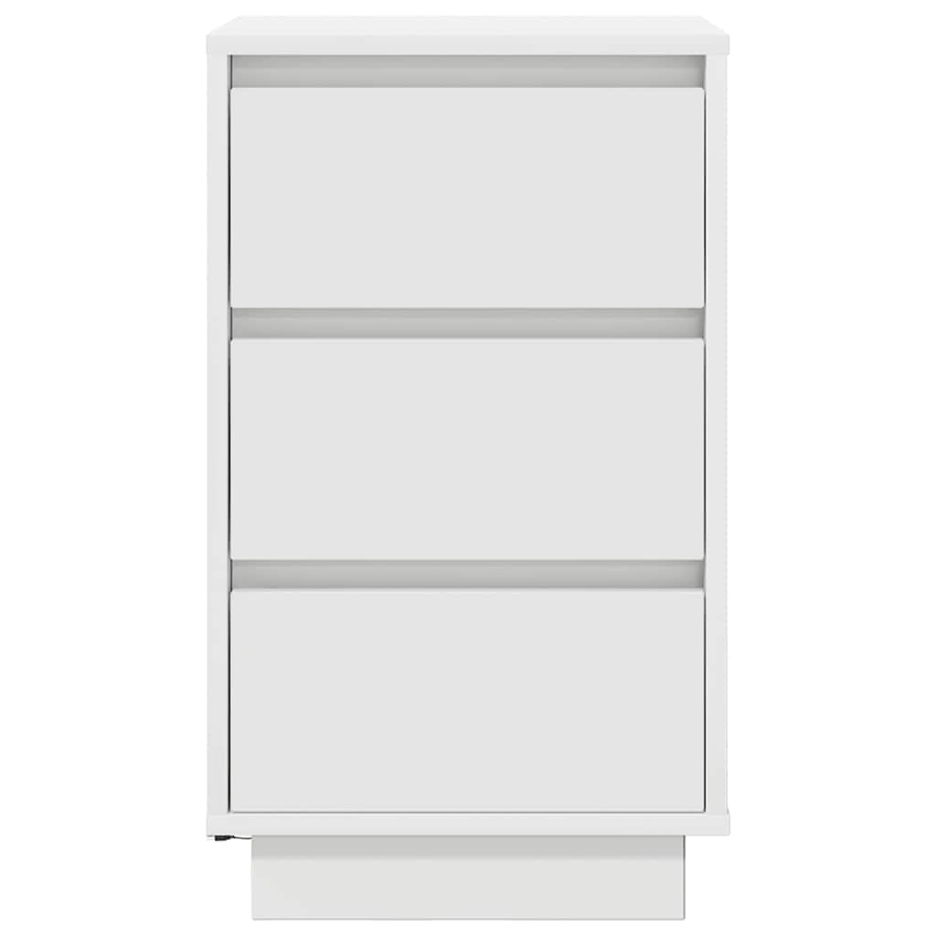 Nattbord med LED-lys hvit 38x34x65 cm