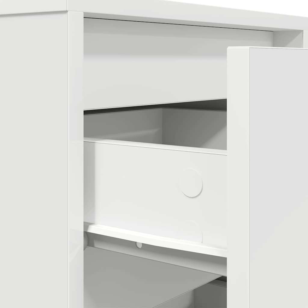 Nattbord med LED-lys hvit 38x34x65 cm