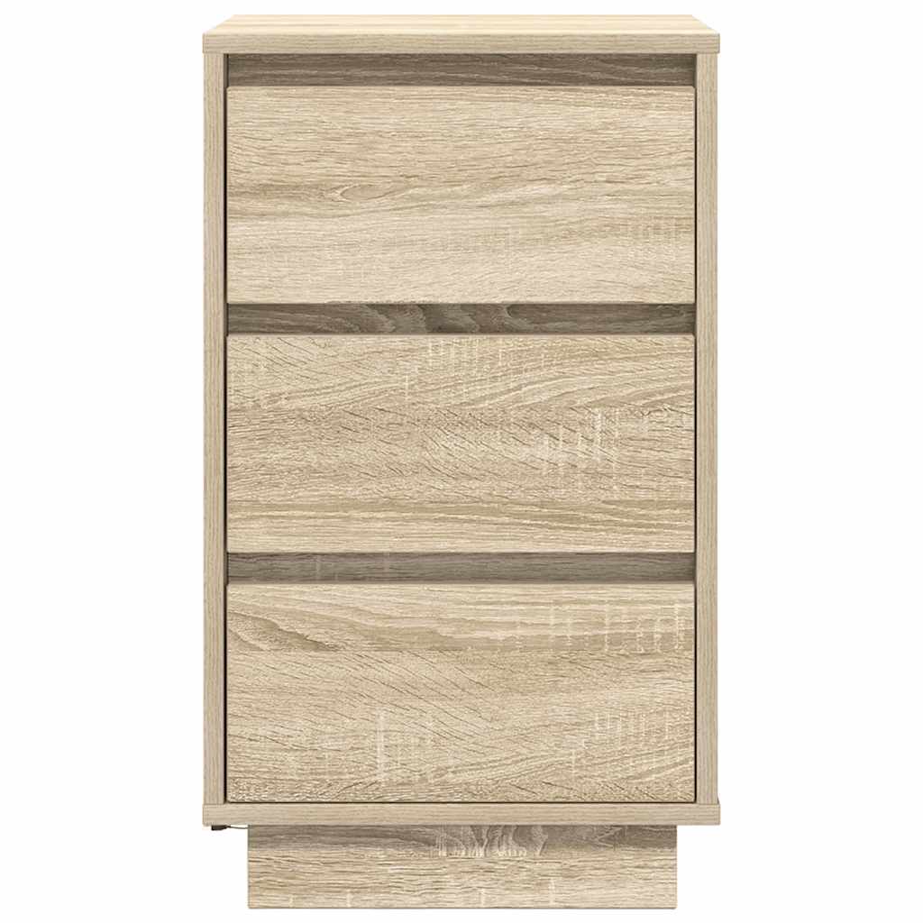 Nattbord med LED-lys sonoma eik 38x34x65 cm