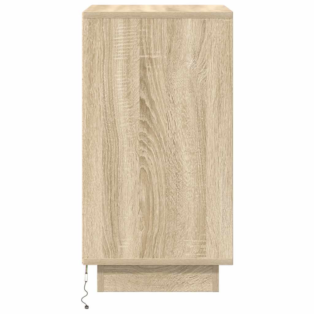 Nattbord med LED-lys sonoma eik 38x34x65 cm