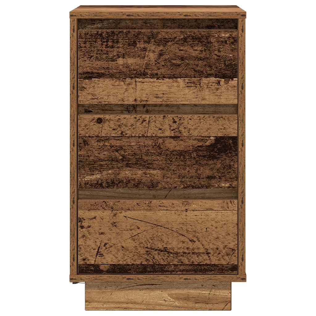 Nattbord med LED-lys gammelt tre 38x34x65 cm