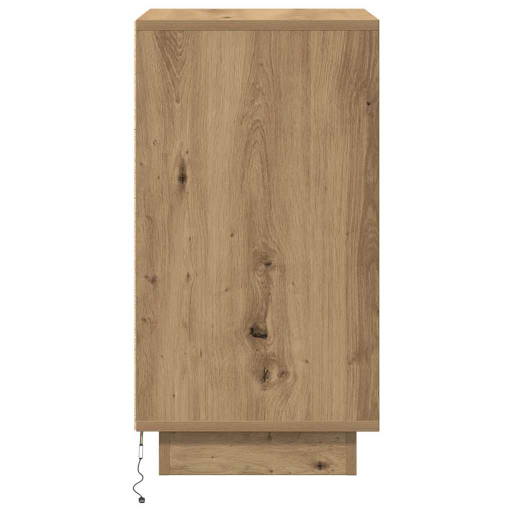 Nattbord med LED-lys artisan eik 38x34x65 cm