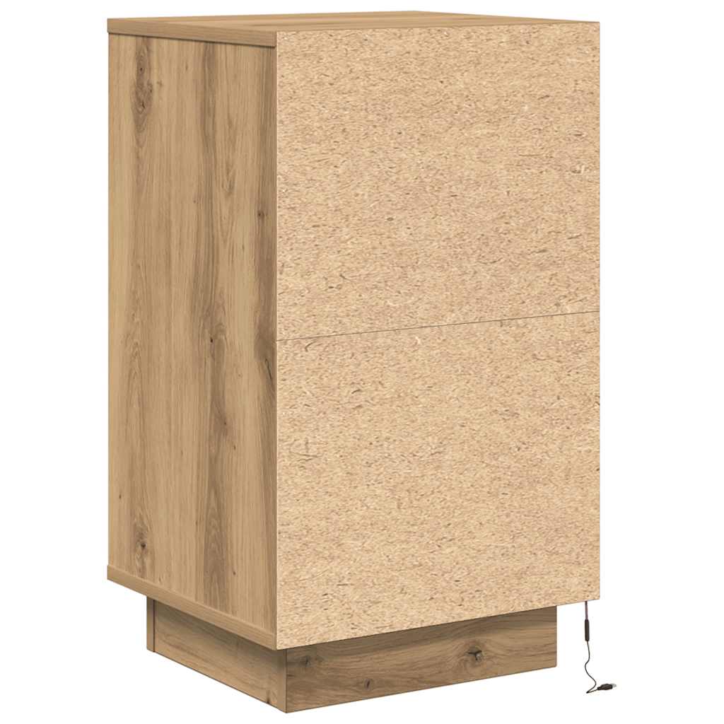 Nattbord med LED-lys artisan eik 38x34x65 cm