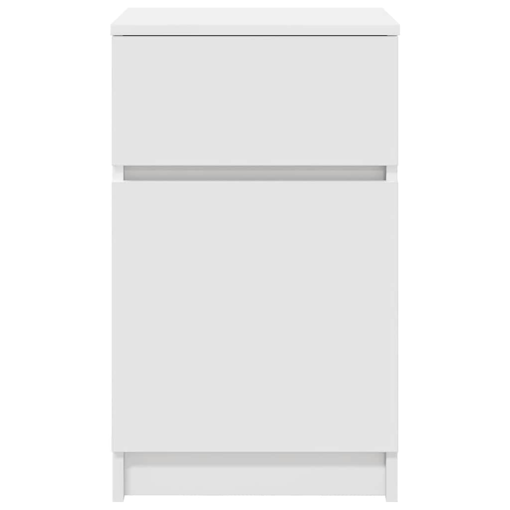 Nattbord hvit 39x35x65 cm konstruert tre