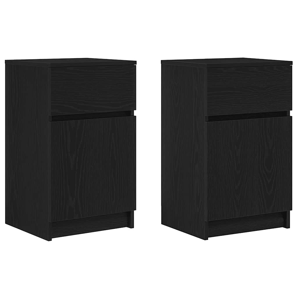 Nattbord 2 stk svart 39x35x65 cm konstruert tre