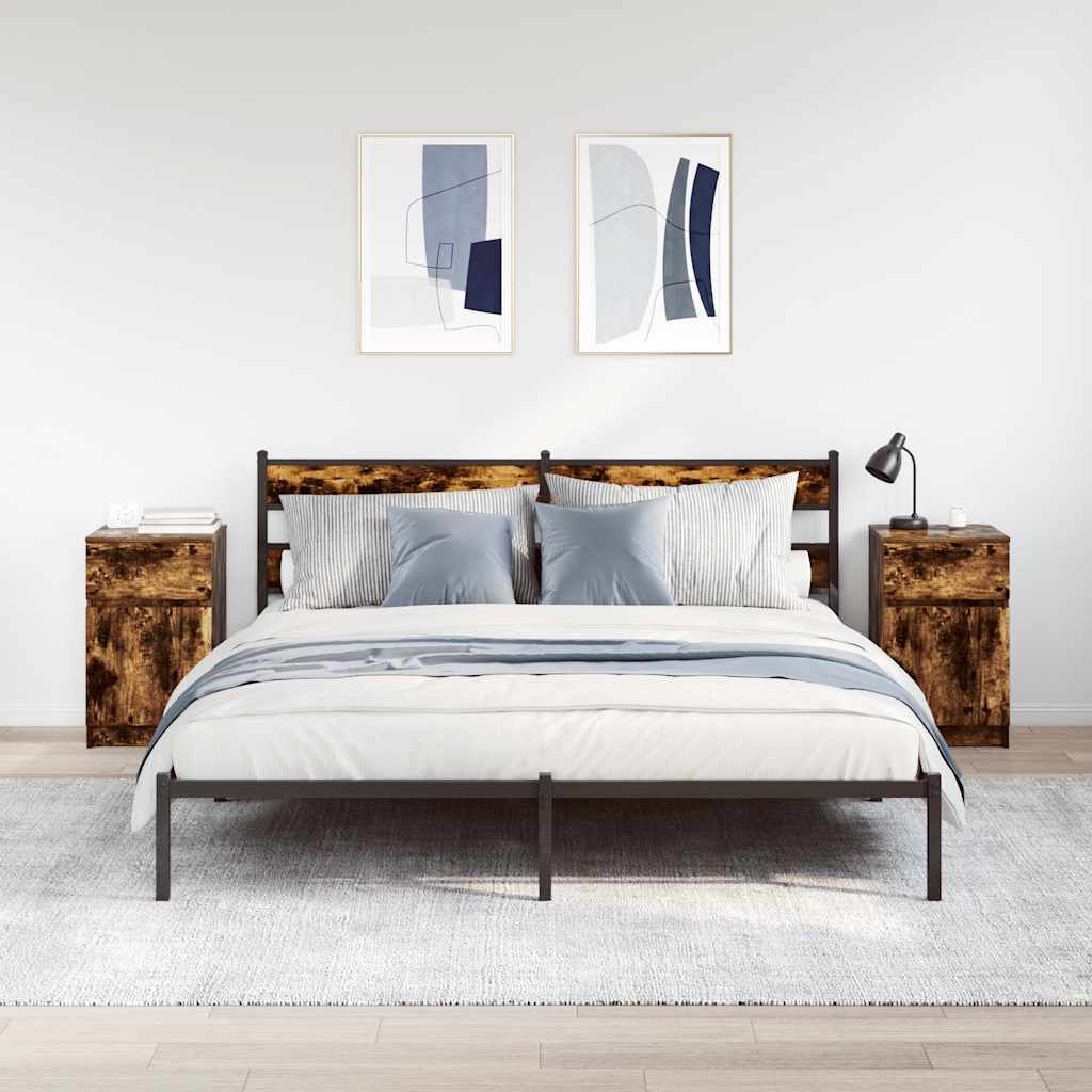 Nattbord 2 stk røkt eik 39x35x65 cm konstruert tre